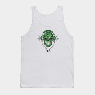 Green DJ Sugar Skull Tank Top